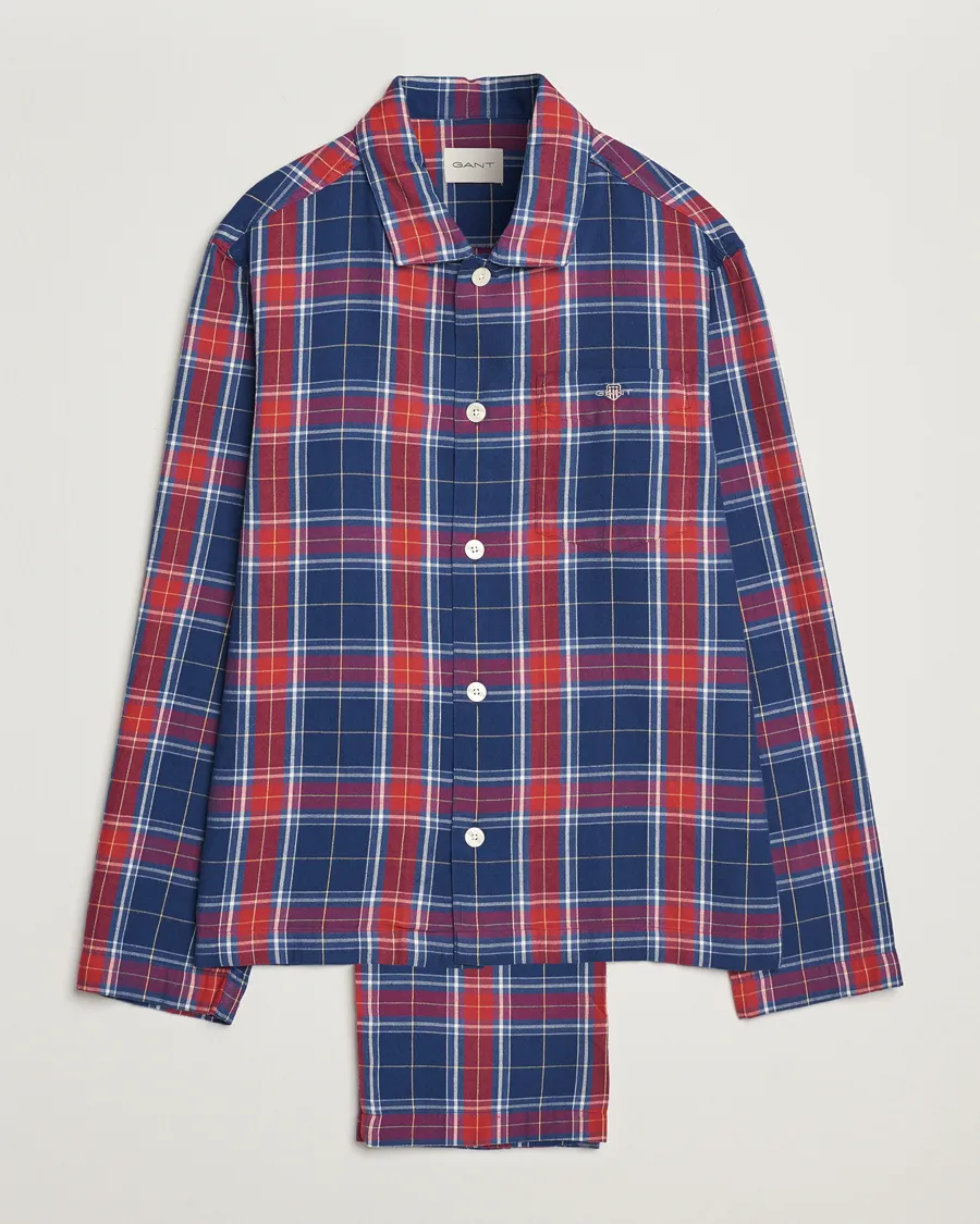 Checked Flannel Pyjama Set Persian Blue