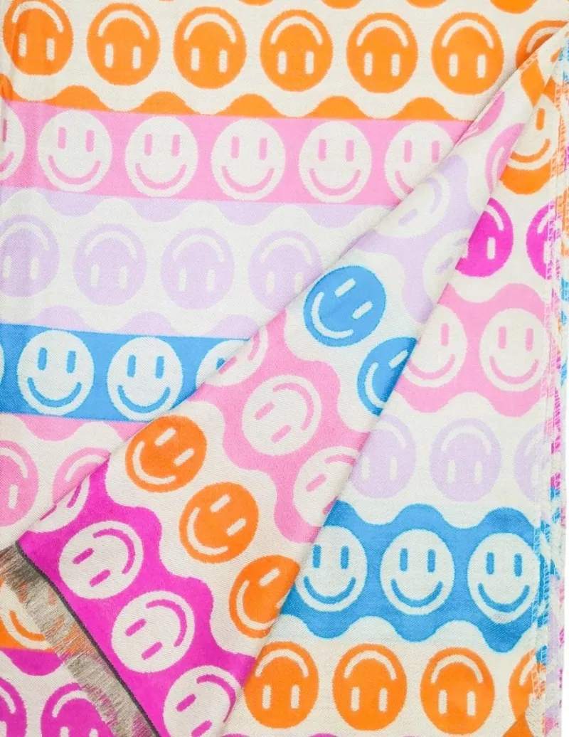 Doppelseitiger Schal mit Smiley-Muster