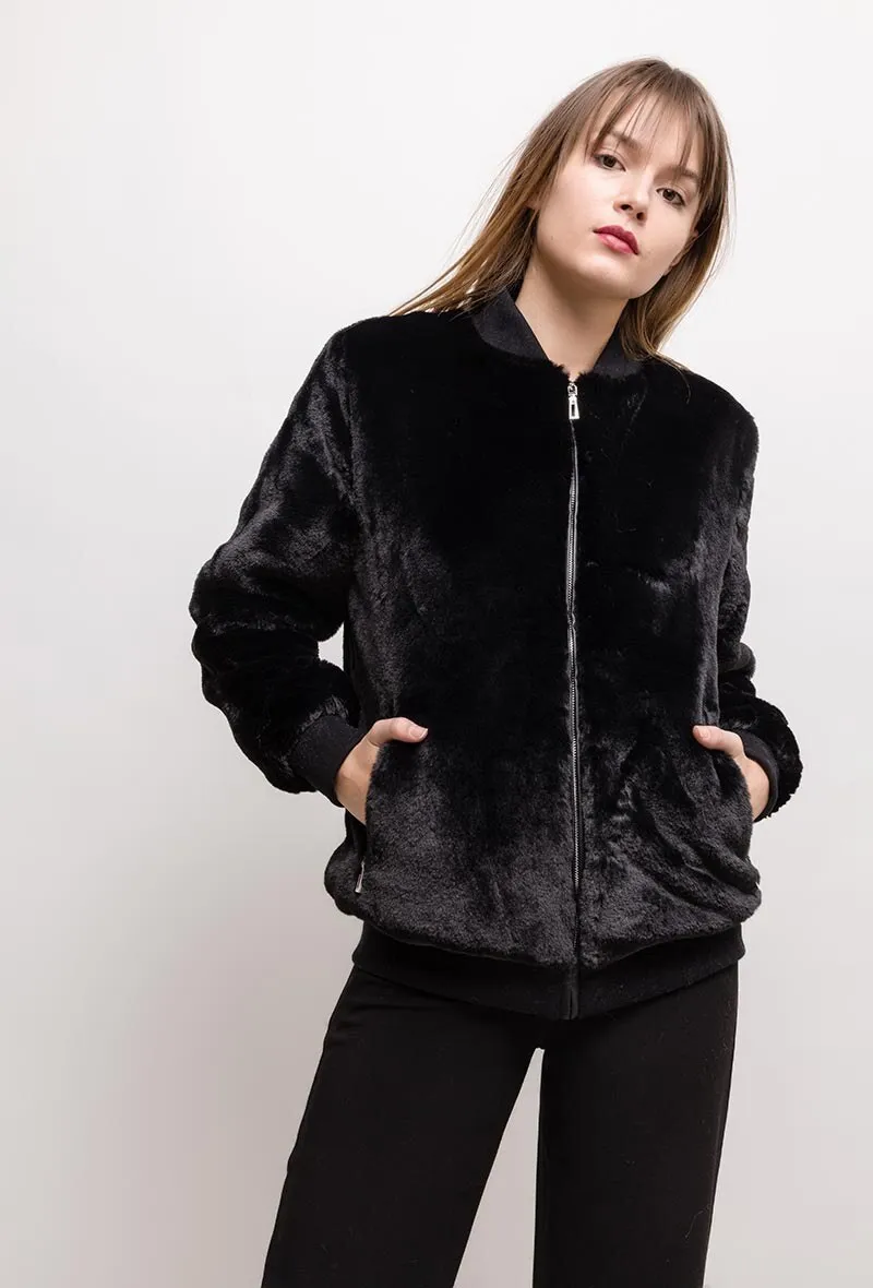 Fur bomber jacket