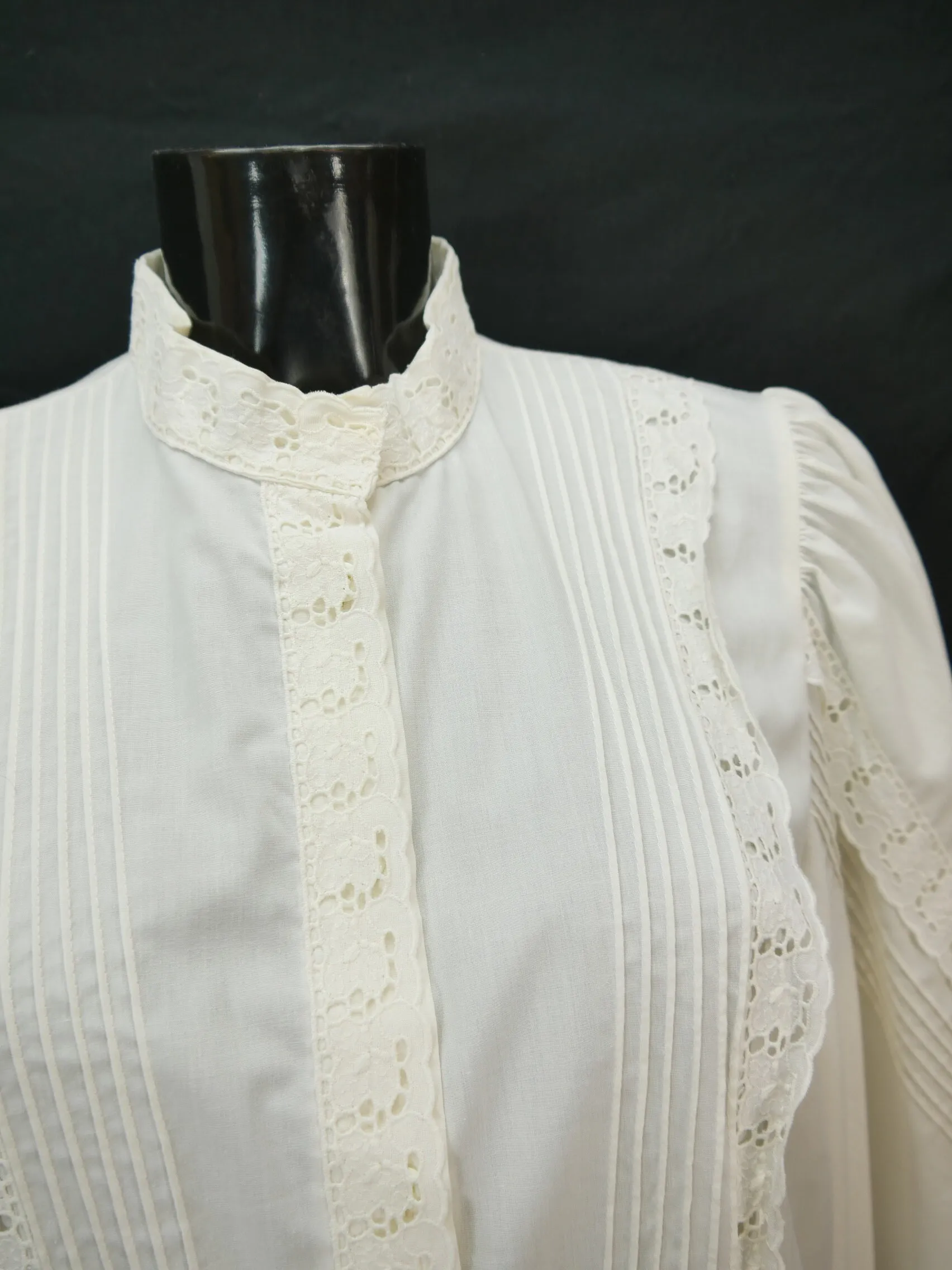 Gr.42 Trachtenbluse creme Bluse für Dirndl Meico Baumwollmischung Spitze TB9176