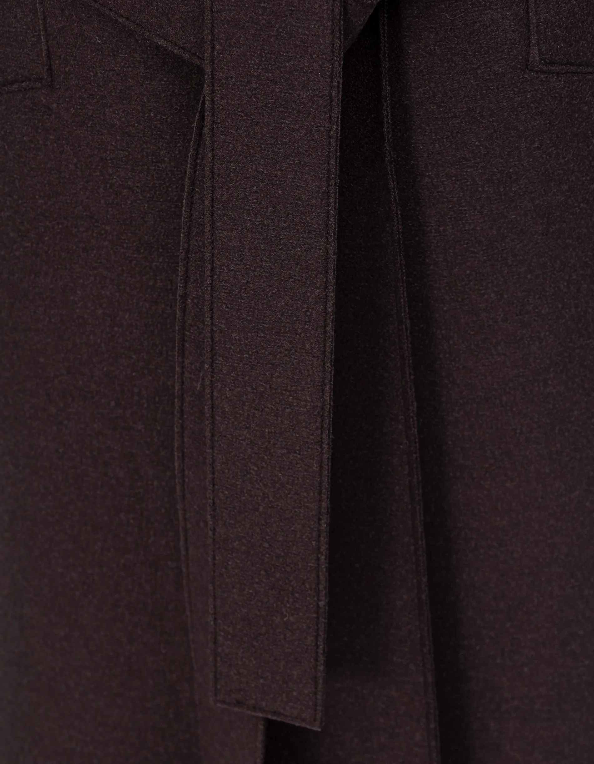 HARRIS WHARF LONDON Long Maxi Coat Pressed Wool Dark Brown // Woll-Mantel mit Bindegürtel