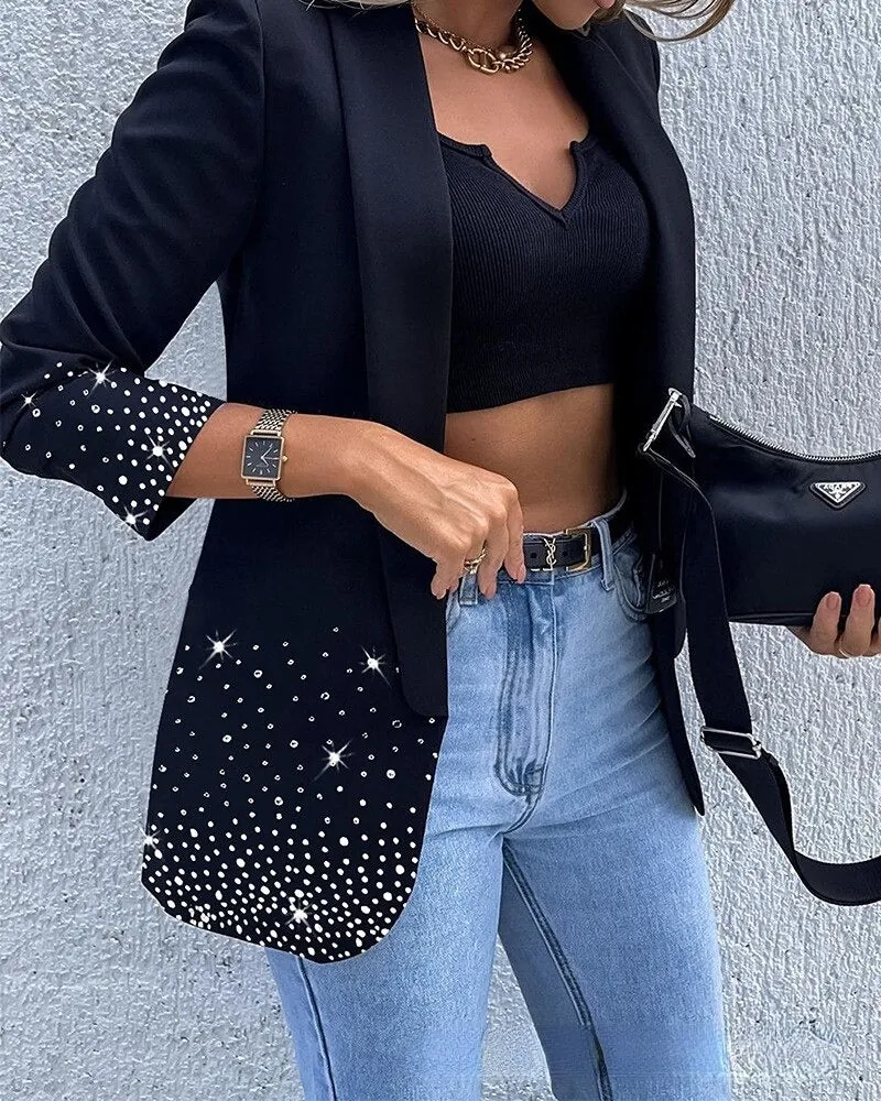 Heidi-Mode Schwarz Lang Ärmel Blazer
