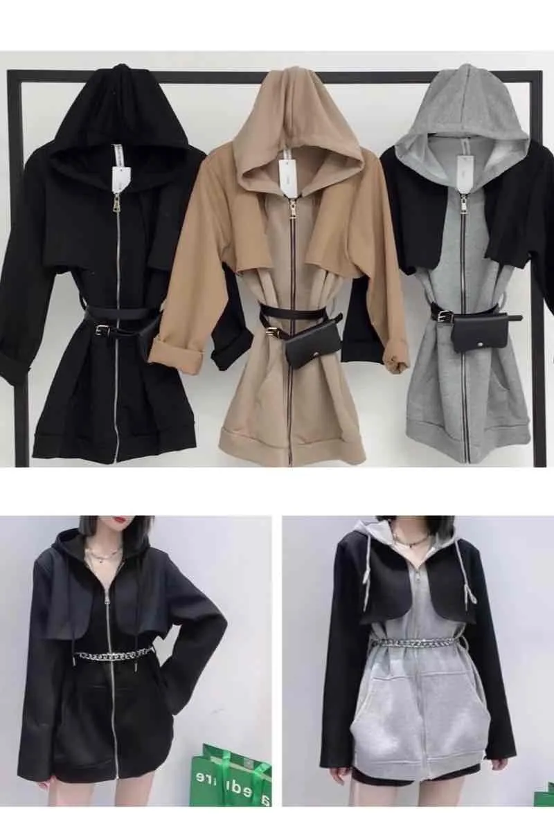Hooded jacket with satchel