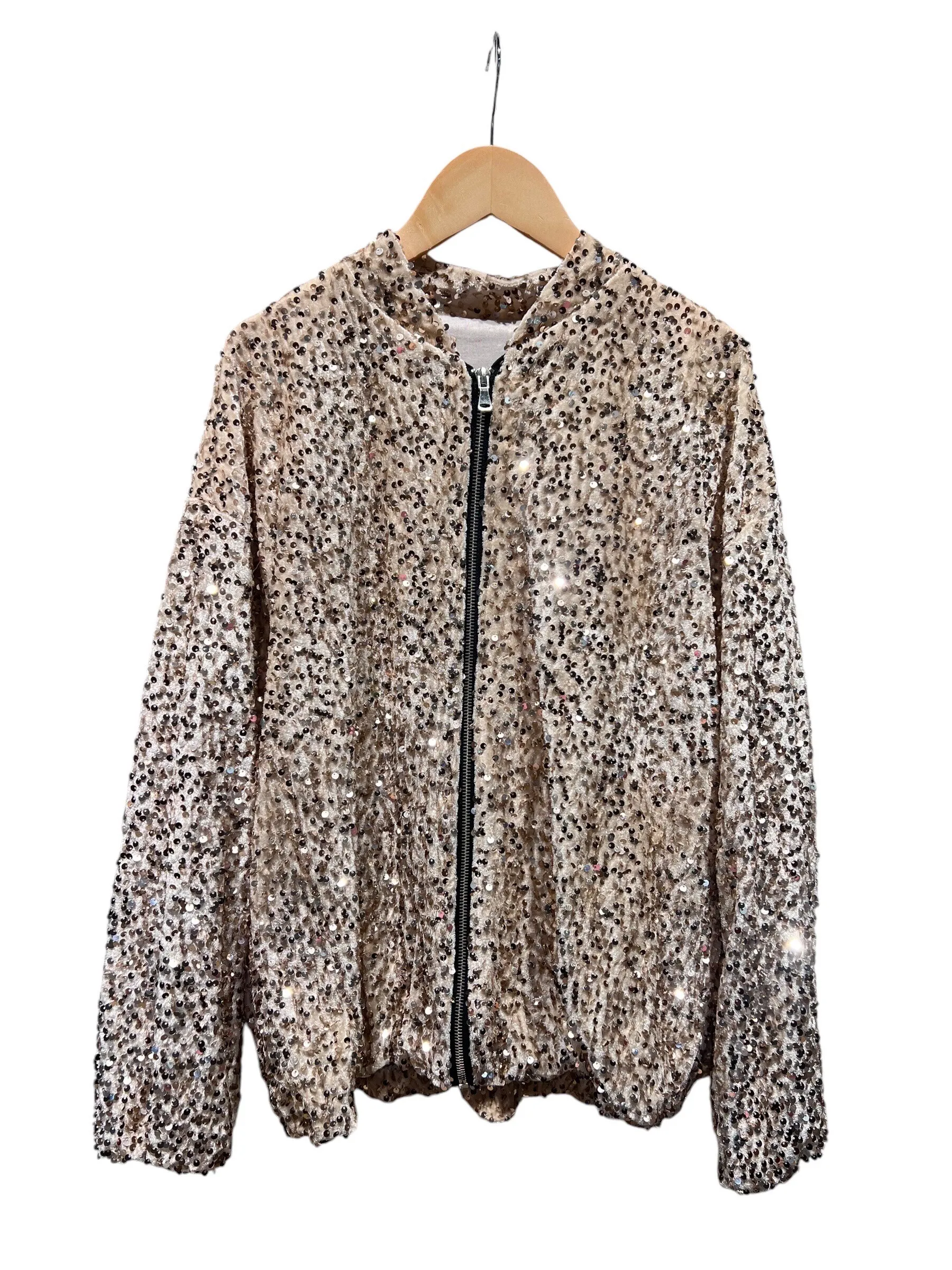 Jacke aus Samt und Pailletten mit Reißverschluss