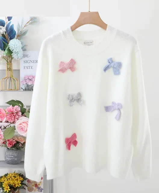 Mehrfarbiger Pullover mit Schleifenmuster