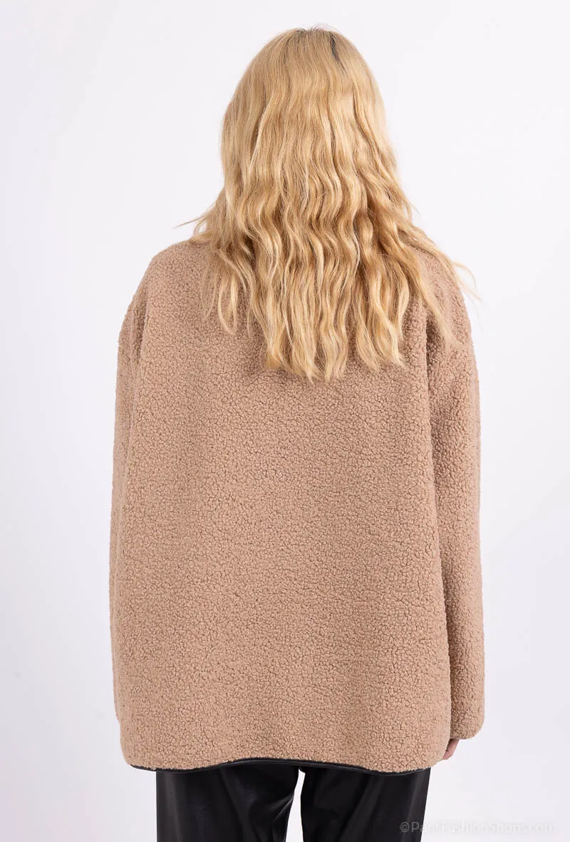 Moutmout-Jacke mit 3-Knoten-Verschluss aus Kunstleder