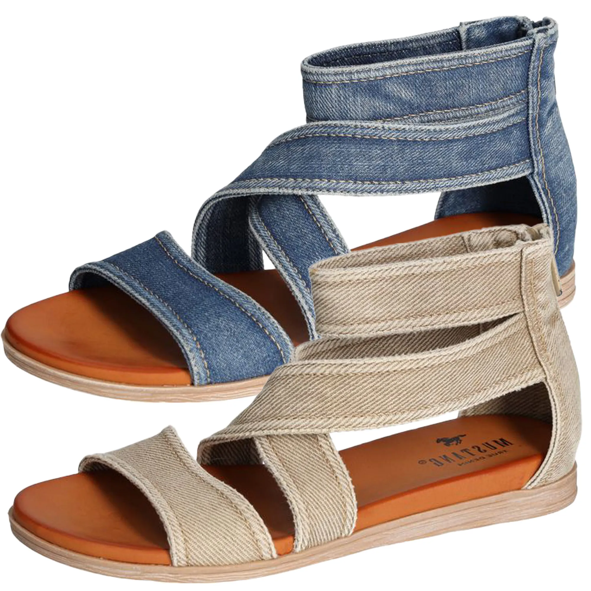 Mustang Damen Sandale geschlossene Ferse Kreuzriemen Zipper