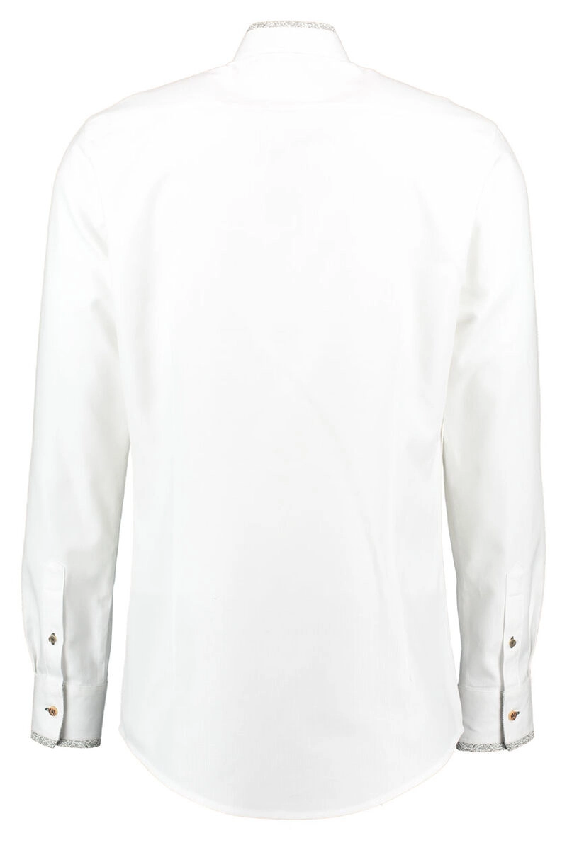 OS TRACHTEN Hemd weiß/grün Slim Fit Langarm