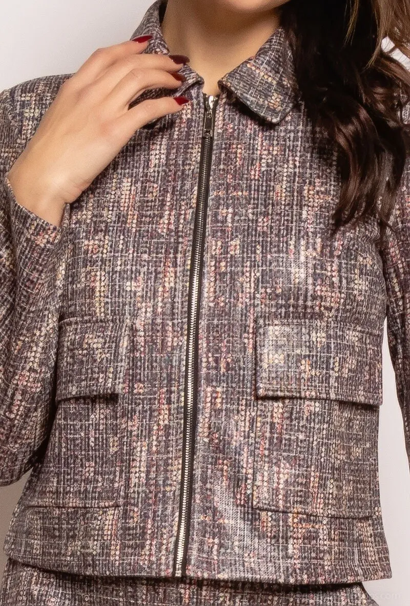 Printed jacket with zipper