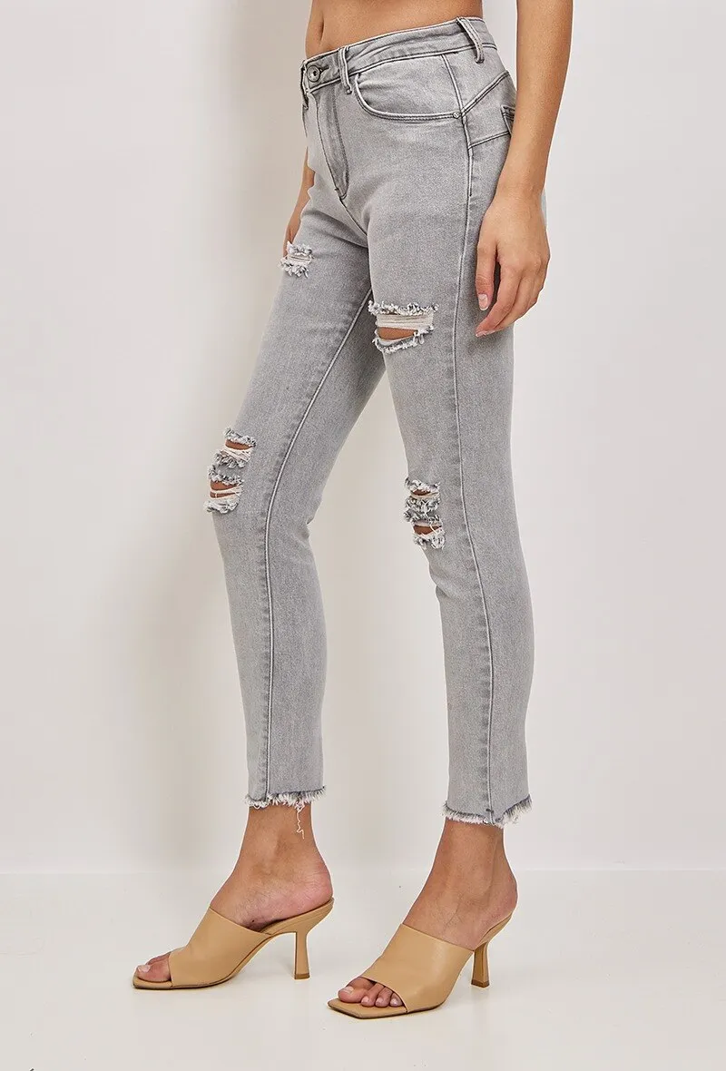 Push up ripped slim jeans