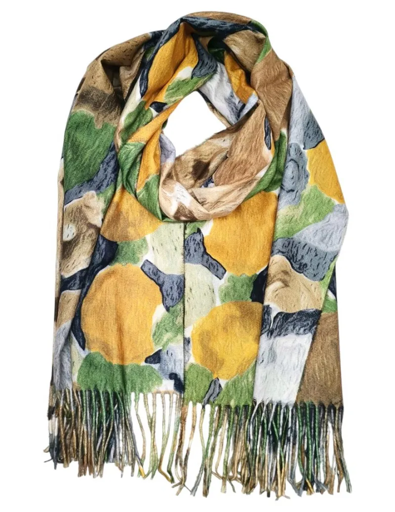 Schal mit Fransen mit Blumenmuster