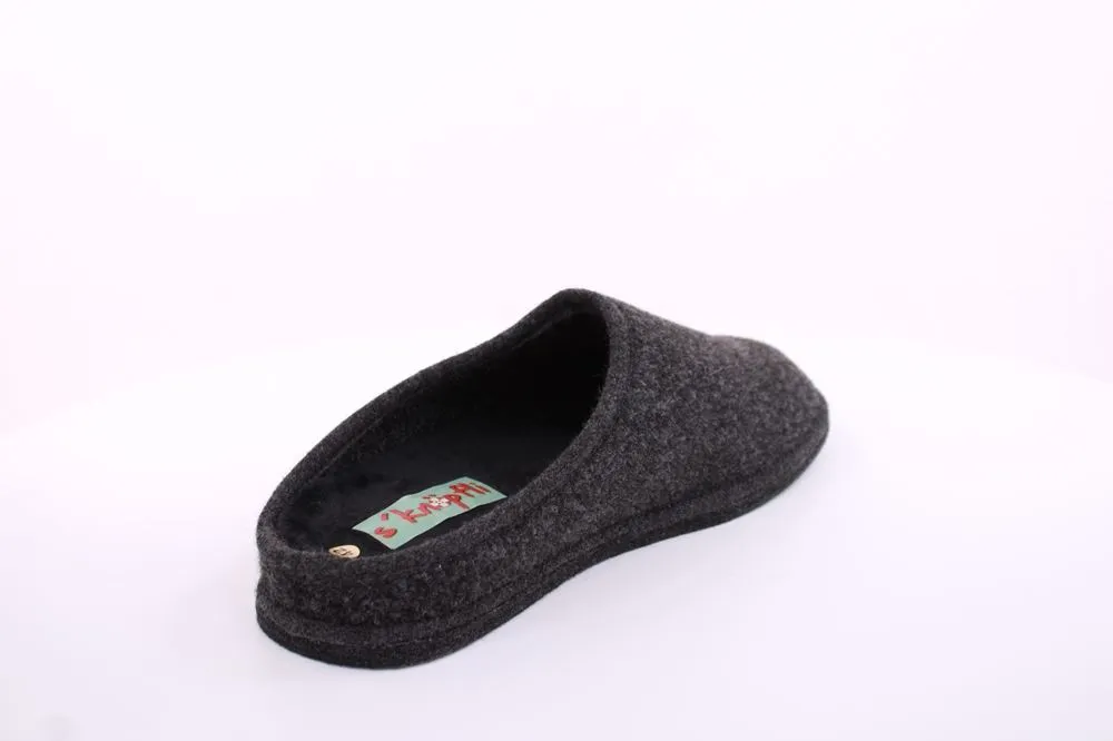 s`knöpfli Herren Hausschuh Pantoffel Filz Filzsohle grau S22 523