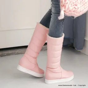 Warme Winter Stiefel in Rosa mit Plüsch Gefüttert Kniehoch 