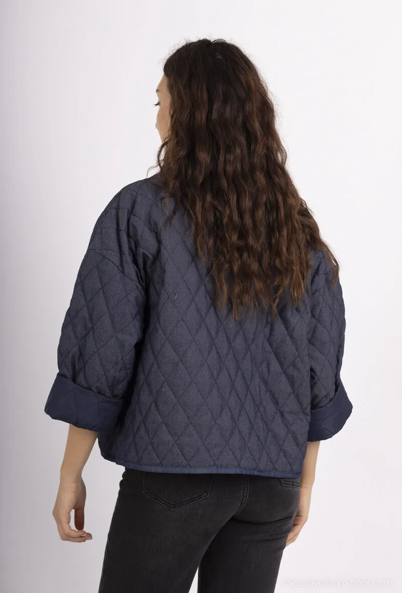 Übergroße Jacke mit Kragen in Denim-Optik